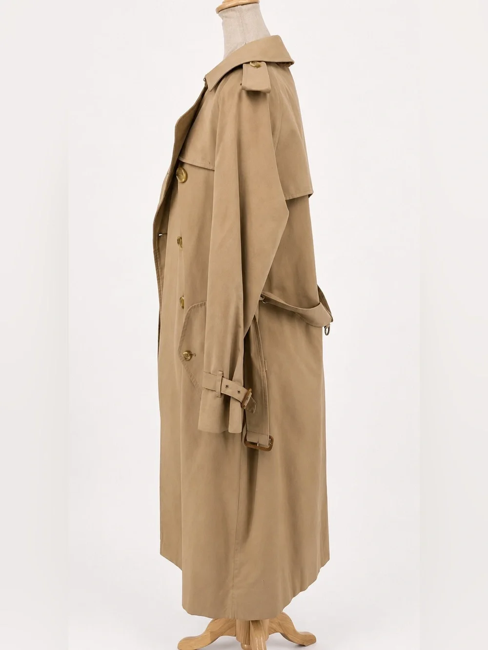 Burberrys Double Breasted Trench Coat Beige Belted Long Coat Size 8 Long - Picture 3 of 6